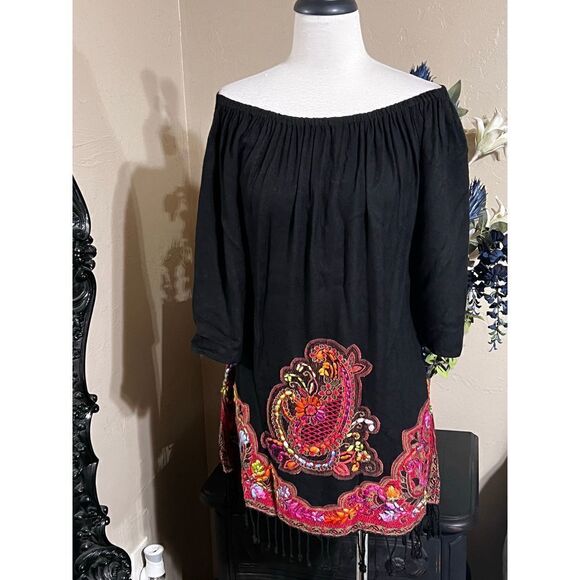 Avani Del Amour 3/4 Sleeve Off the Shoulder Boho Style Dress Size Medium NWT - Picture 1 of 5
